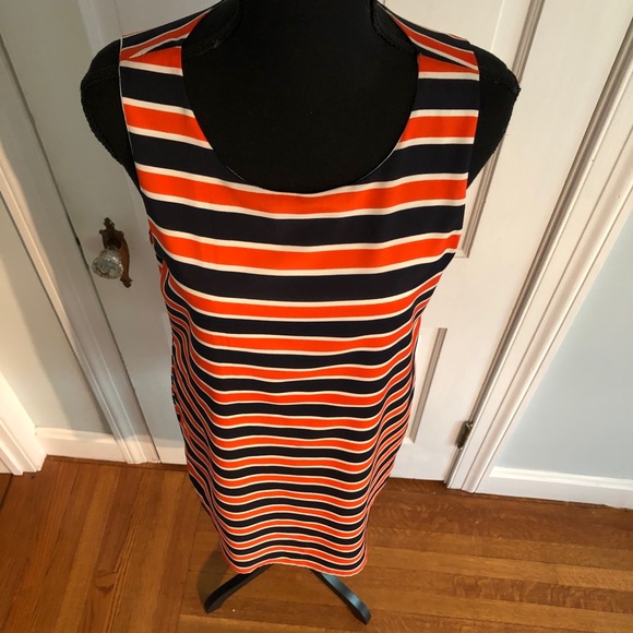 Everly Orange & Blue Striped Dress EUC - Picture 4 of 8